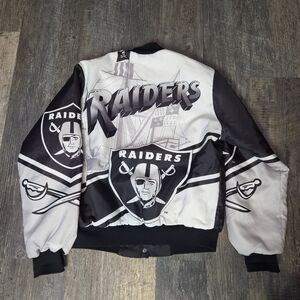 Chalk Line Vintage 90s Raiders Black and Gray Bomber Jacket